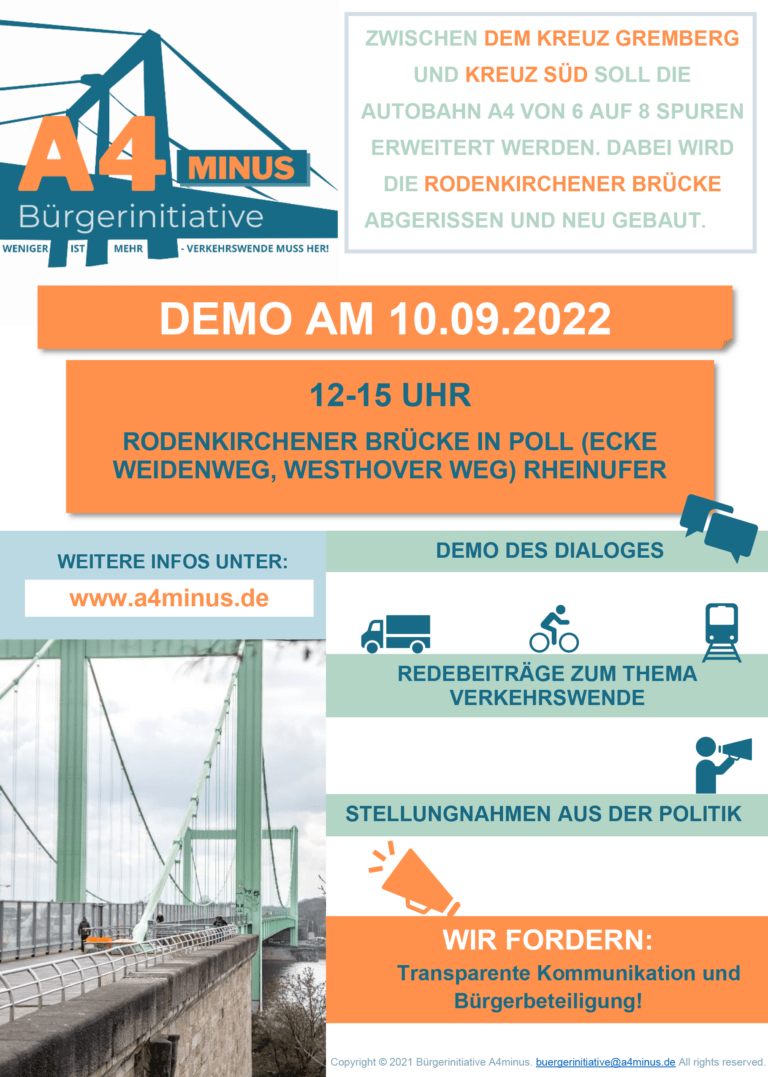 Mehr über den Artikel erfahren Kundgebung der BI A4minus am 10.09.22 zum Ausbau der A4