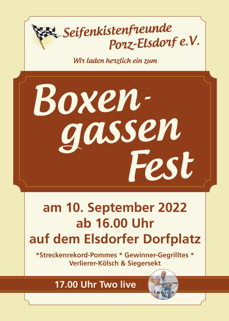 Read more about the article Aus dem Elsdorfer Seifenkistenrennen wird das Boxengassenfest