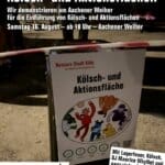 „Wer acht Stunden auf einem Bürostuhl sitzt, sollte wenigstens zwei davon auf der Wiese tanzen. Das ist Gesundheitsprävention.“ – Die PARTEI Köln