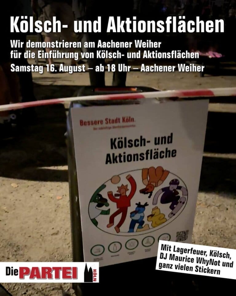 Mehr über den Artikel erfahren „Wer acht Stunden auf einem Bürostuhl sitzt, sollte wenigstens zwei davon auf der Wiese tanzen. Das ist Gesundheitsprävention.“ – Die PARTEI Köln