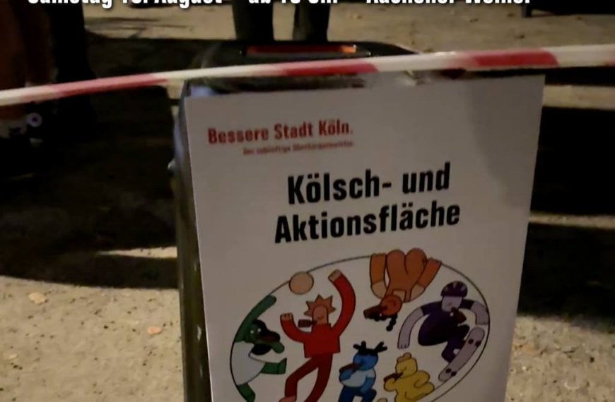 „Wer acht Stunden auf einem Bürostuhl sitzt, sollte wenigstens zwei davon auf der Wiese tanzen. Das ist Gesundheitsprävention.“ – Die PARTEI Köln